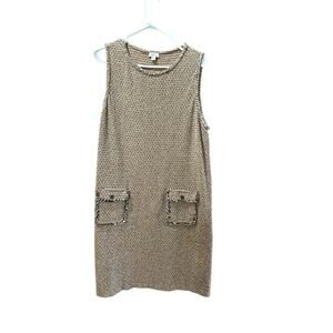 J Jill Women's Multicolor Butterscotch Cotton Blended Tweed Shift Dress Size L